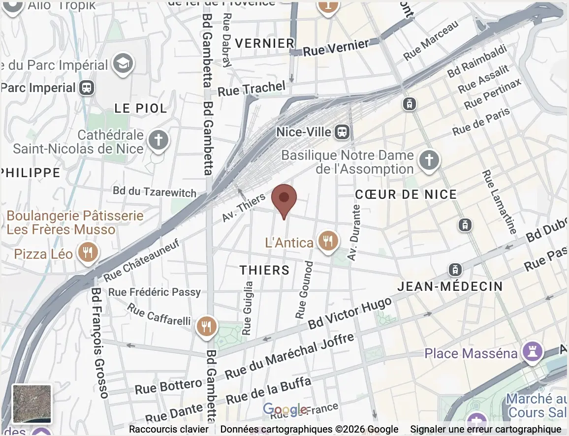 Plan d’accès au cabinet NeuroVita, 49 avenue Georges Clemenceau, Nice